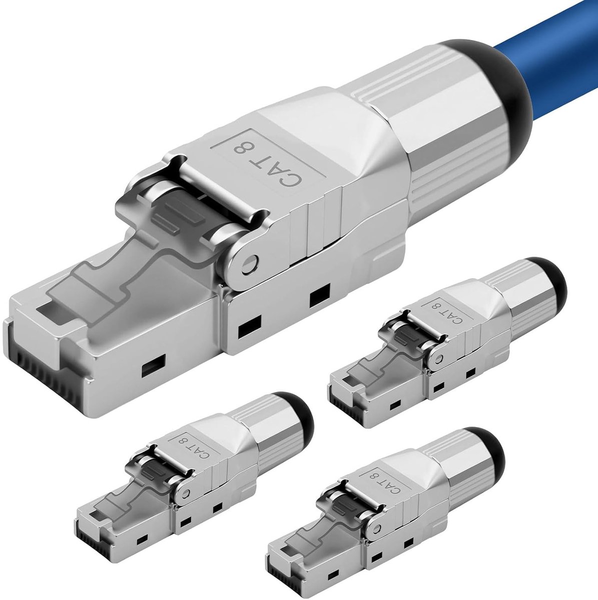 4 x CAT 8 RJ45 Plug Network Plug for Rigid LAN Cable, Installation Cable, Ethernet, LAN Plug, Cat 8 Toolless LSA - ShopVlot