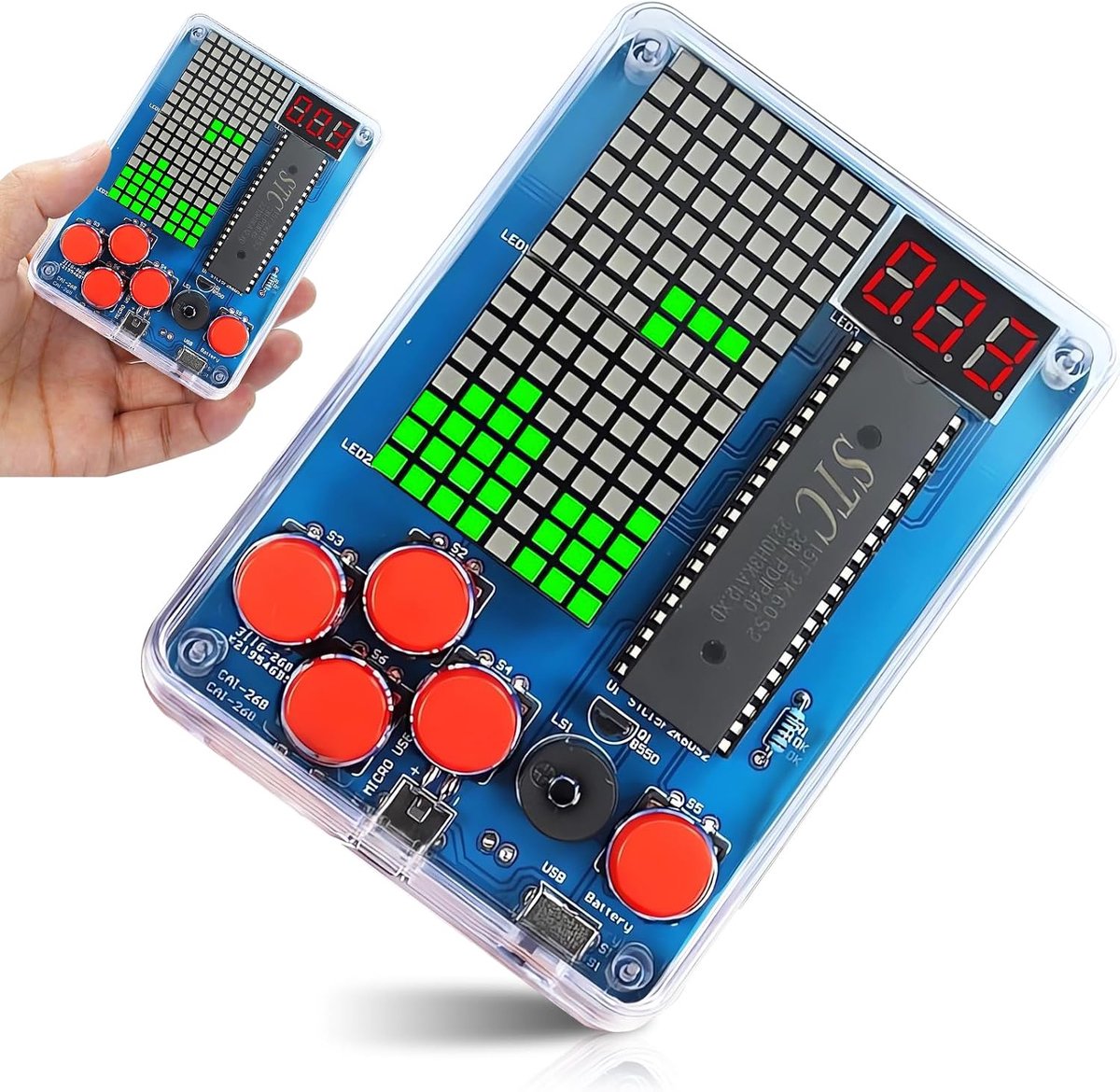 DIY Game Console Soldering Building Kit, DIY Game Consoles Handset with Acrylic Case, Electronics Solder Training Kit - ShopVlot