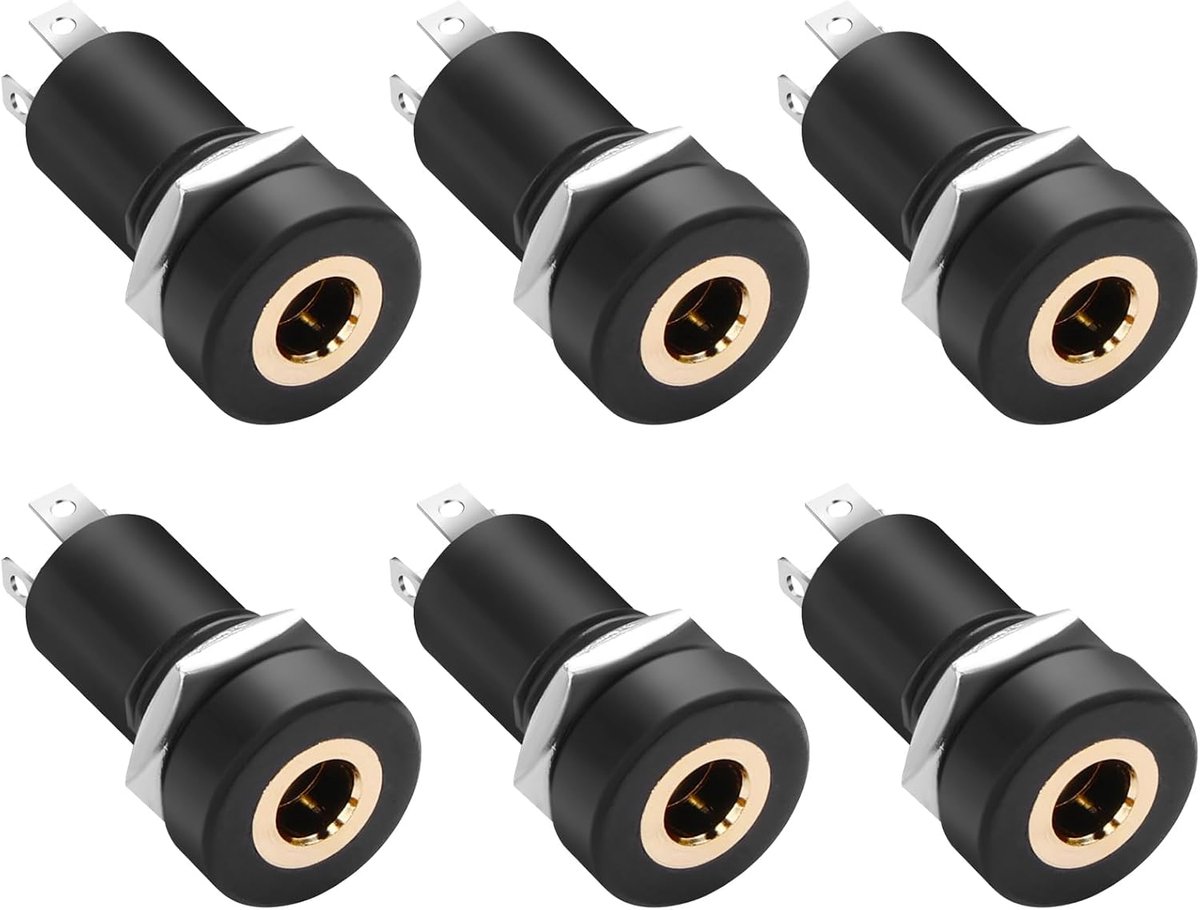 6pcs 3.5mm Solder Connection 3.5mm 4Pole Stereo Audio Video Panel Solder Connectors with Nuts - ShopVlot