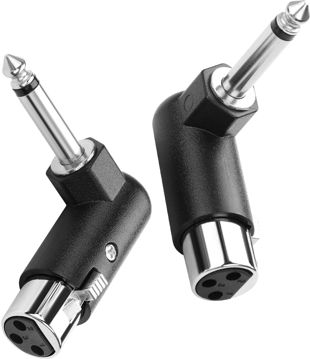 XLR 3 Pin to 1/4 Inch 90 Degree Right Angle 6.35mm TS Plug to XLR Socket, Audio Plug for Mixing Console, Microphone - ShopVlot