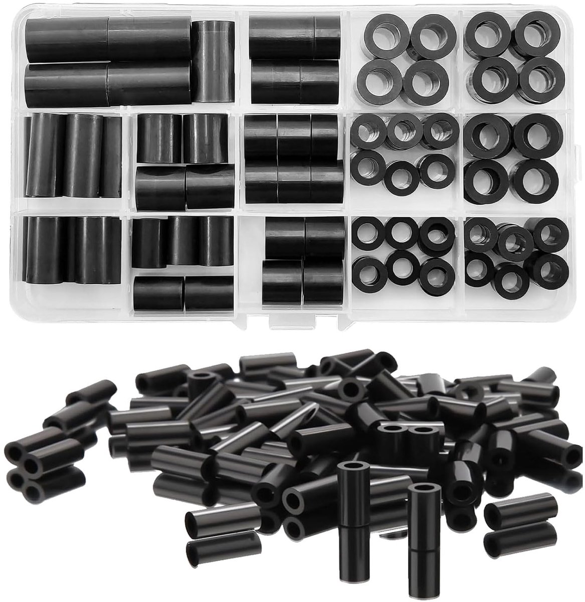 Pack of 80 Round Spacers, Nylon Round Spacers, Insulated Spacers for Screws M6 M8, Insulation Standoffs, Non-Threaded - ShopVlot