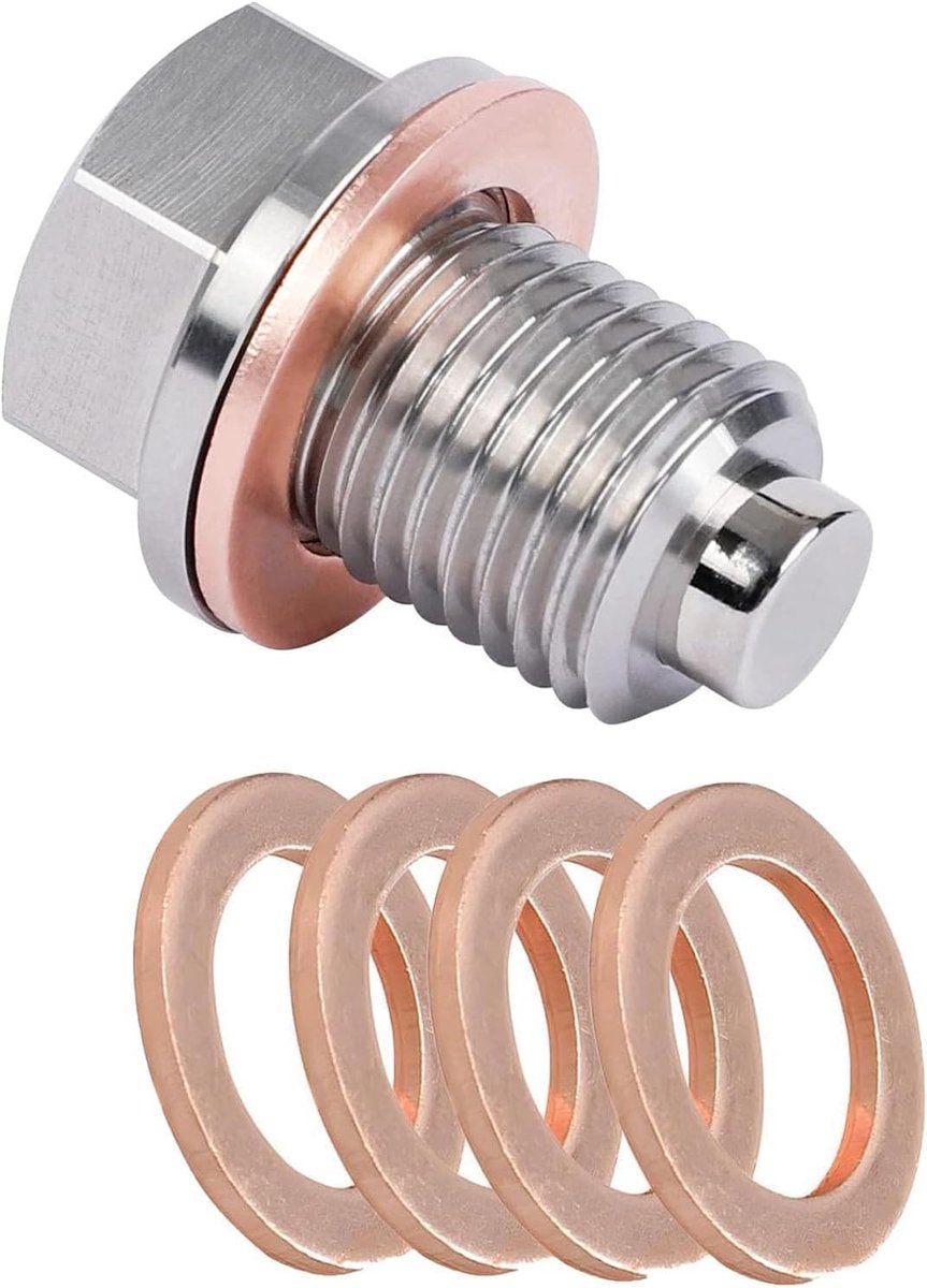 Wohlstand Magnetic Oil Drain Plug M16 x 1.5 with 5pcs Copper Rings, Stainless Steel Sealing Oil Tub Nut, Magnetic Oil - ShopVlot