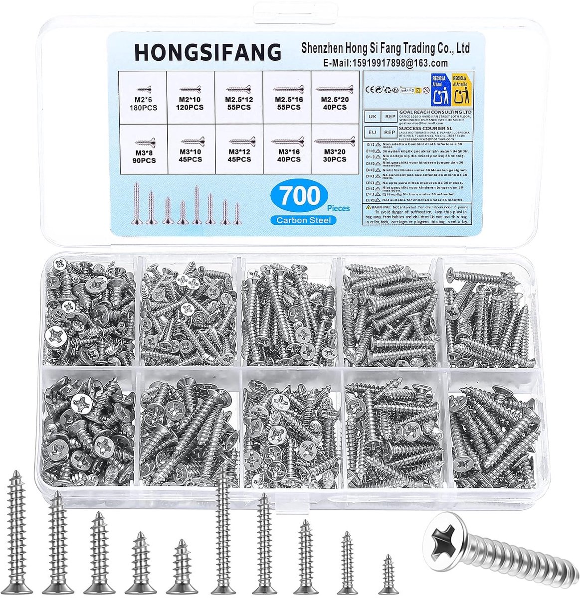 700 Pcs M2 M3 Self Tapping Screws Small Wood Screws Countersunk Head Screws Self Drilling Phillips for Woodworking - ShopVlot