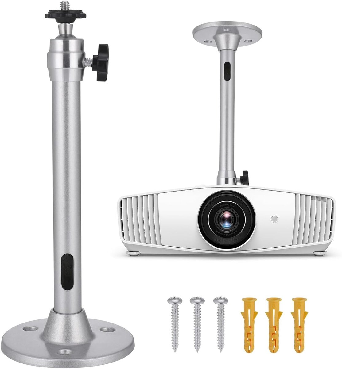 21.5cm Ceiling Bracket Aluminum Mini Ceiling Wall Projector Mount 360° Adjustable Universal Projector Ceiling Holder - ShopVlot