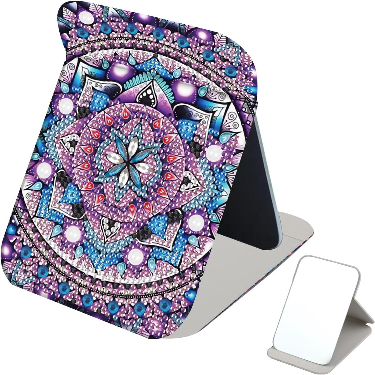 DCIDBEI Diamond Painting Reisspiegel, inklapbaar, draagbaar, cosmeticaspiegel, inklapbare reisspiegel voor tafelblad - ShopVlot