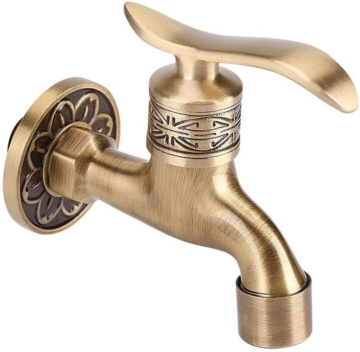 DEWIN Washing Machine Faucet - Antique Style Brass Washing Machine Faucet Wall Mounted Laundry Cold Water Tap Bathroom - ShopVlot