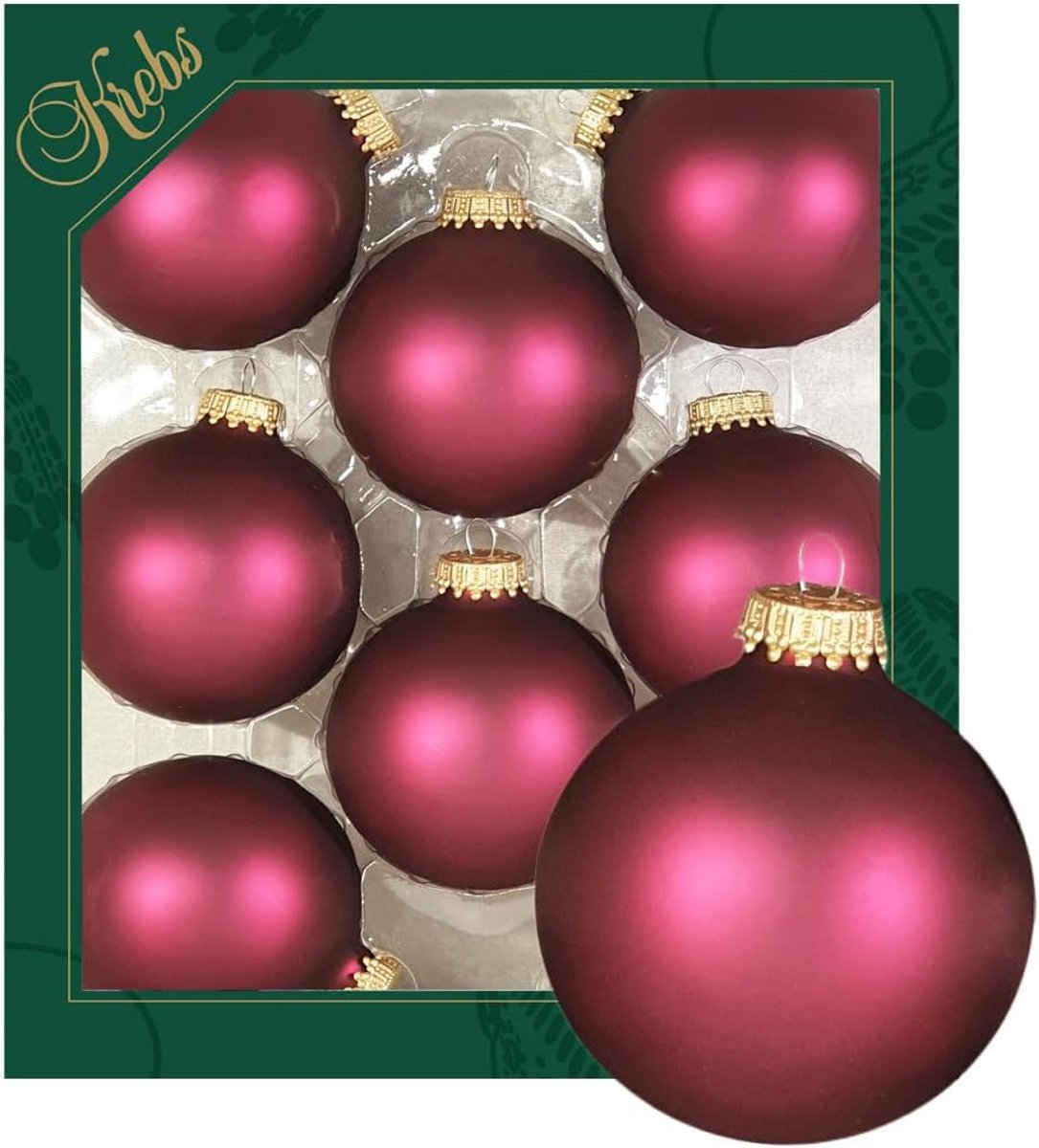 Krebs Glas Lauscha - Glass Christmas decoration/Christmas tree decorations - Solid colored balls Garnet red velvet - ShopVlot