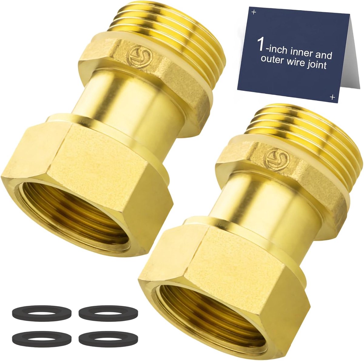 2pcs Screw Connection 2.5cm, 1 Inch IG/AG Brass Movable Screw Connection, DN25 Flat Sealing Cooling Water Brass - ShopVlot