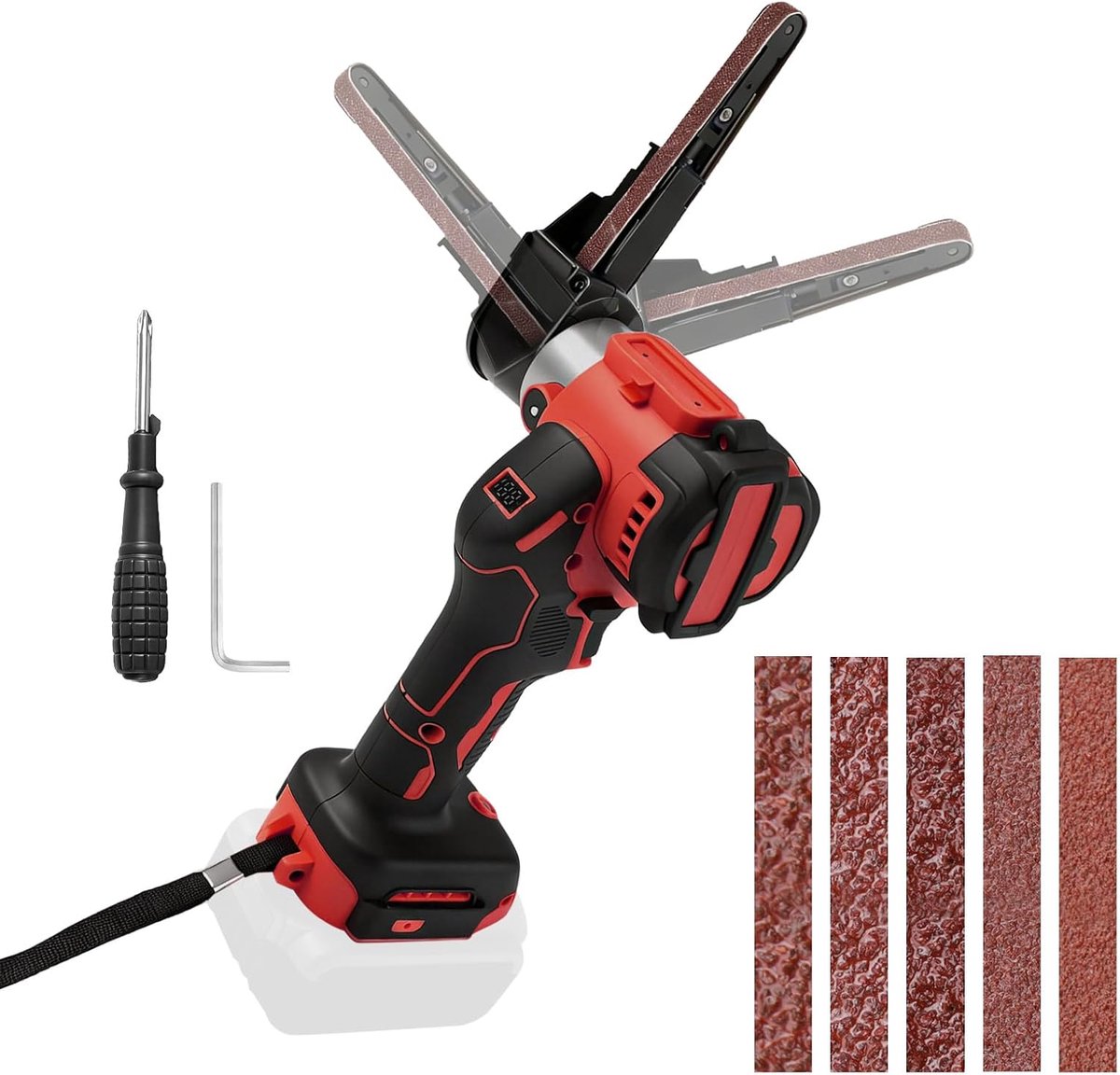 Battery Belt Sander Compatible with Milwaukee 18 V 13000 RPM, 360° Brushless Mini Sander, Electric Cordless Sander - ShopVlot