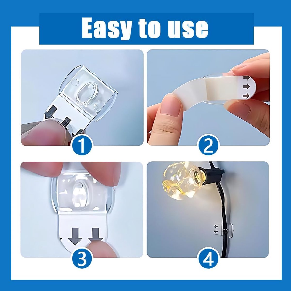 60 Pcs Outdoor Cable Holders, Self Adhesive Cable Organizer, Cable Ties, Cable Management Decoration, Cable Attachment - ShopVlot