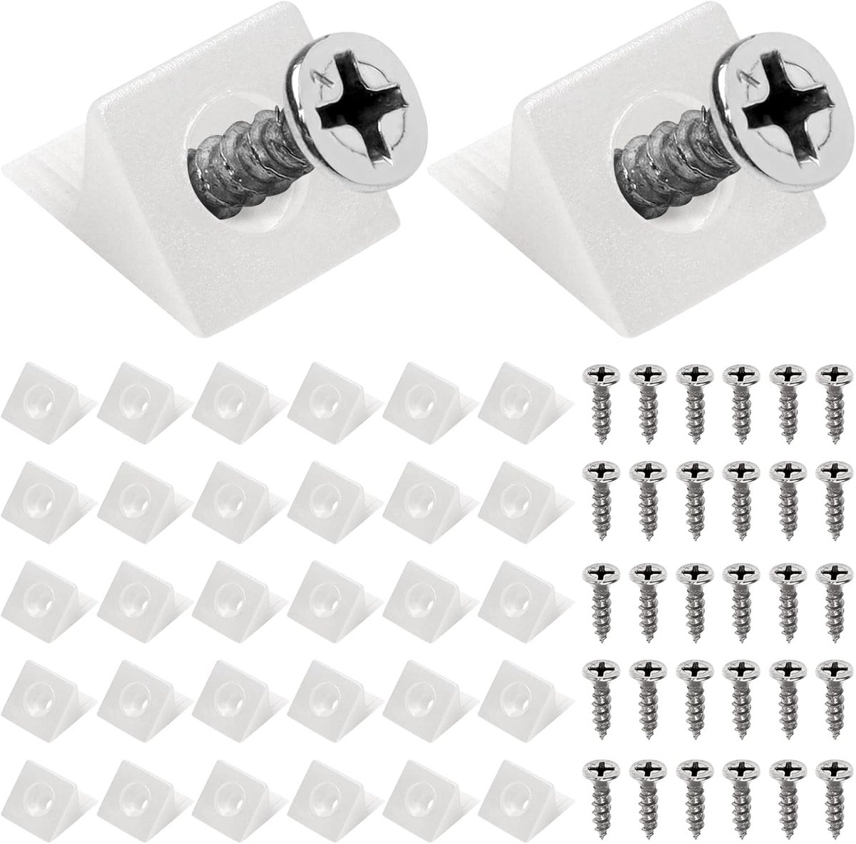 40 Pcs Rear Wall Screws, WitBicg Drawer Bottom Reinforcement Back Wall Connectors Cabinet Back Wall Plastic Wedges - ShopVlot