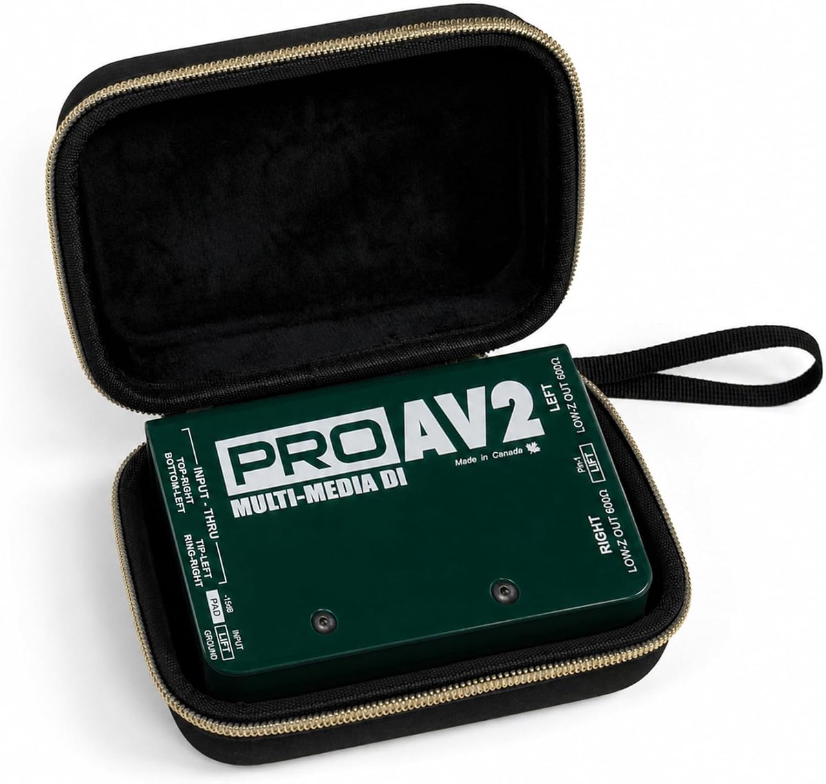 Musiin Direct Box Case, compatibel met Radial ProAV2 Stereo Passieve Multimedia, verbeterde goudkleurige ritssluiting - ShopVlot