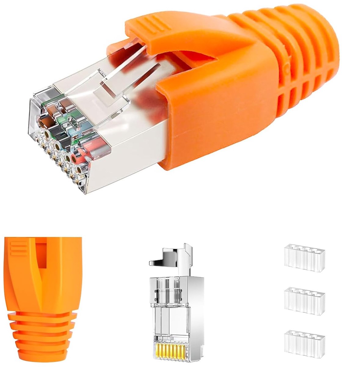 10 Gbps RJ45 Plug CAT 7 CAT 6A, 20 Pieces Network Plug, 10 x Network Plug POE, Pass-Through & Shielded, LAN Plug for - ShopVlot
