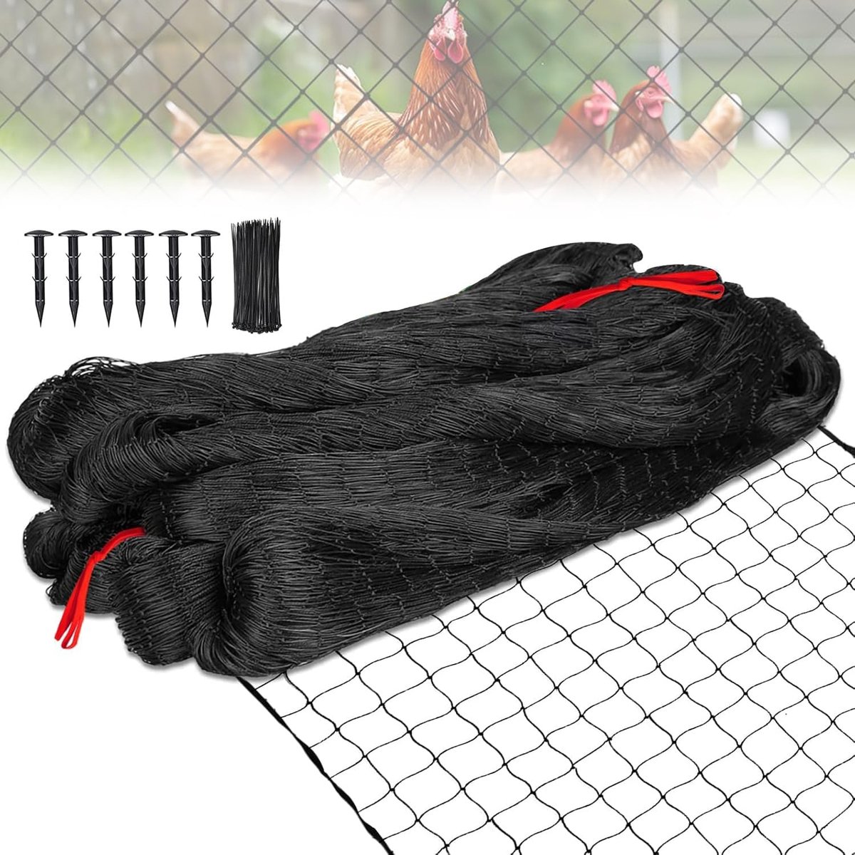 NEWFUN Vogelbeschermingsnet, vogelnet, vogelbeschermingsnet (7,5 m x 7,5 m), 25 mm, extra sterk weefsel, voor vogels - ShopVlot