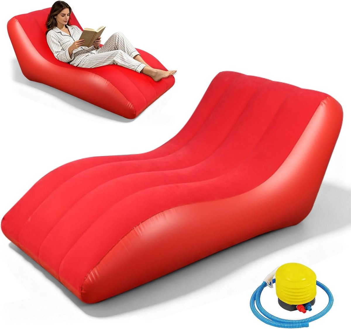 Bocguy Inflatable Chair, Outdoor Air Chair, Air Sofa with Air Pump, PVC Inflatable Sofa, Inflatable Lounger with - ShopVlot