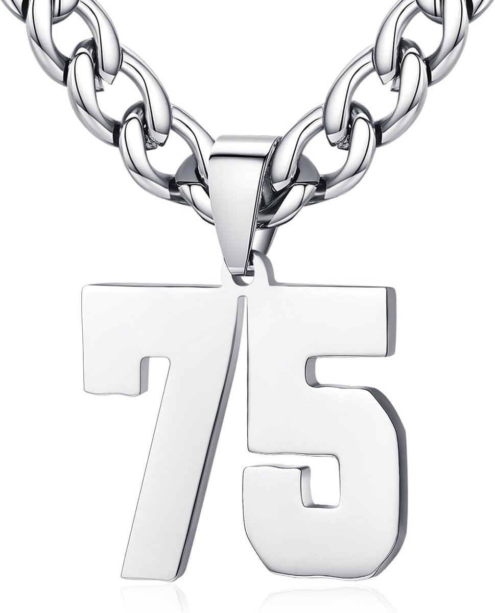 Necklace Men Women Stainless Steel 0-99 Number Pendant Lucky Number Jersey Number Sportsman Necklace Personalized with - ShopVlot