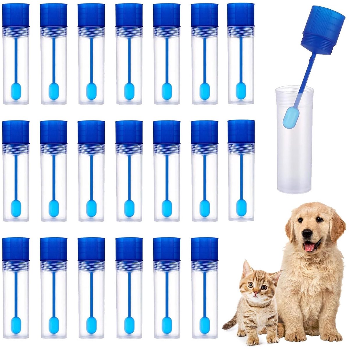 20 stuks stoelmonsterbuisjes, fecesmonsterbuisjes, fecesmonsterbuisjes hond, stoelvanger voor stoelmonsters - ShopVlot