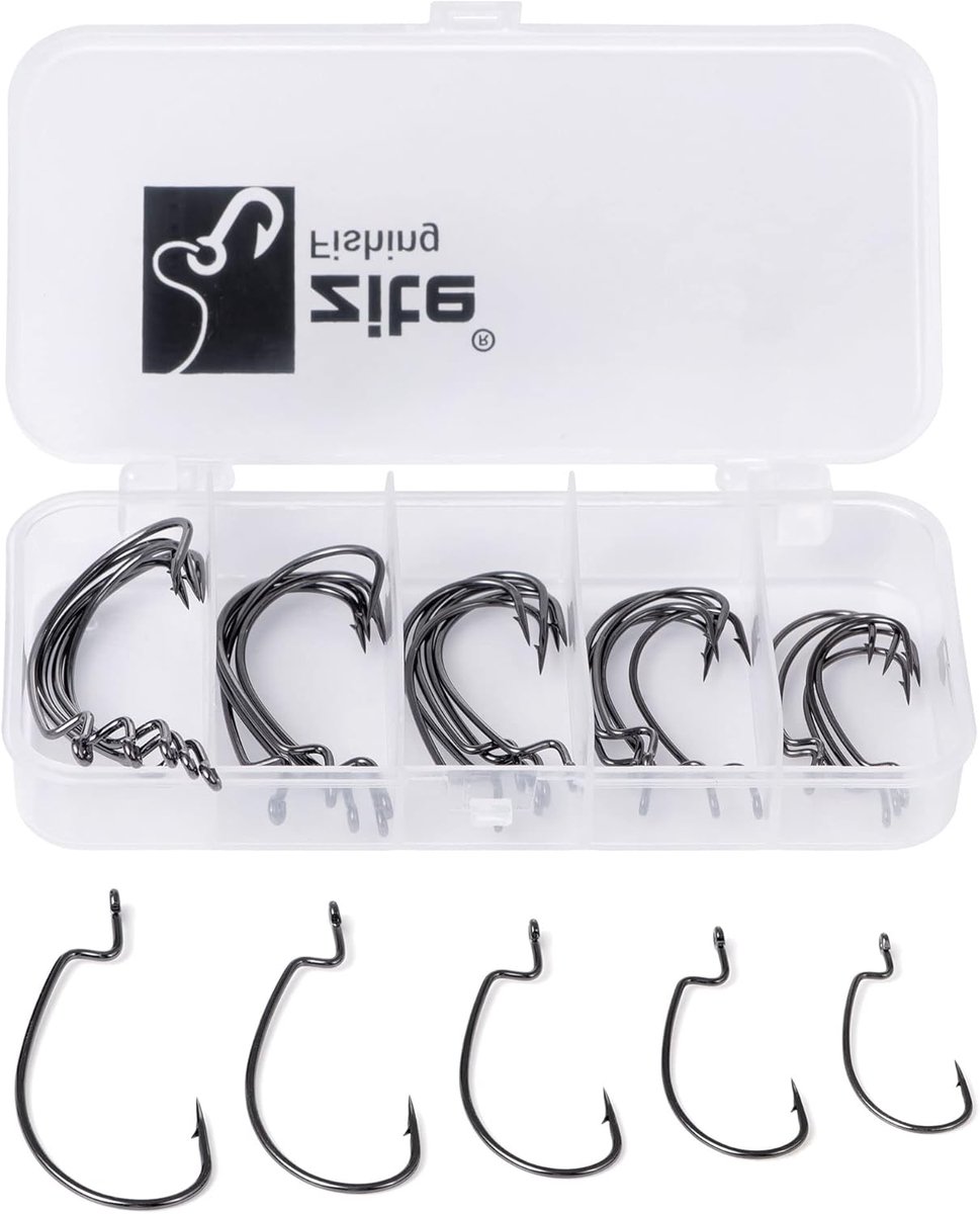 Zite Fishing Quality Offset Hooks Set - 30 Pieces High Carbon Steel Fishing Hooks #2-3/0 for Jigs, Creature Baits - ShopVlot