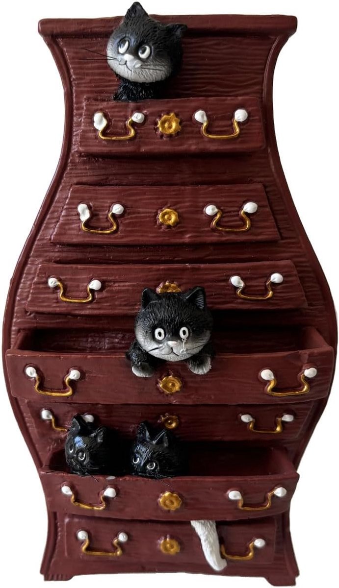 Parastone Decorative figure Les Chats d'Albert Dubout - cat figurine, chest of drawers, height 16 cm - ShopVlot