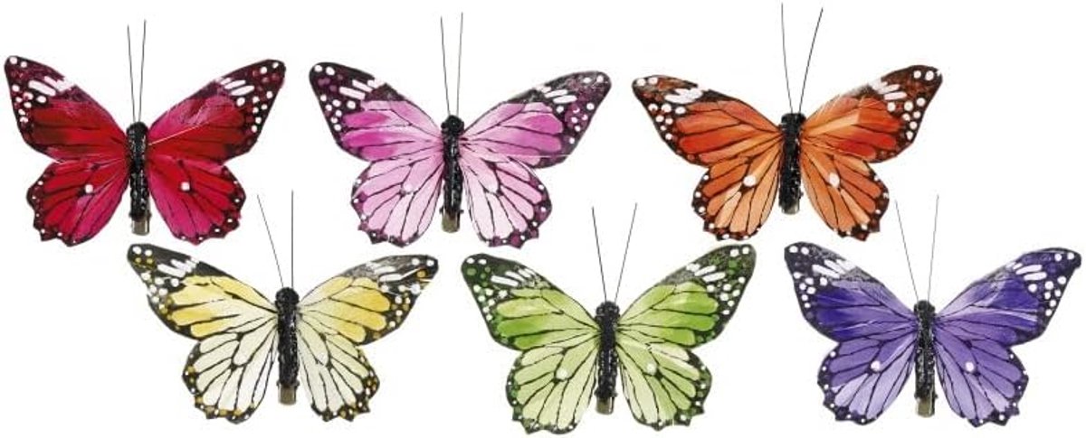 6pcs Artificial Butterflies with Clip Summer Fur Decoration Figure Flower Decoration for Home Flower Decoration - ShopVlot