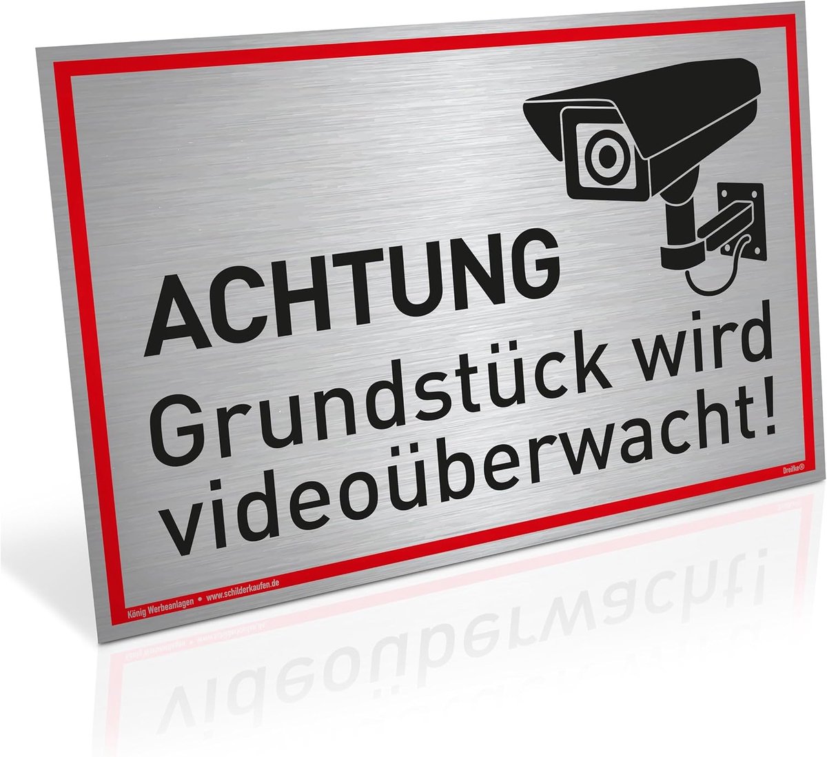 Large shield with esteem plot is video surveillance - aluminium 42 x 30 cm - ShopVlot