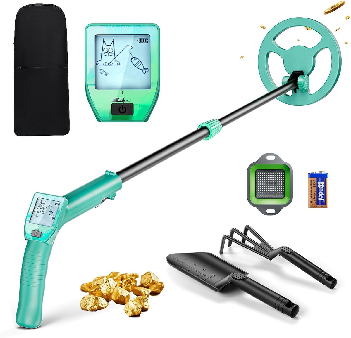 Children's Metal Detector, Lightweight Metal Detector for Children, with Adjustable Bar from 66 to 83 cm, LCD Display - ShopVlot