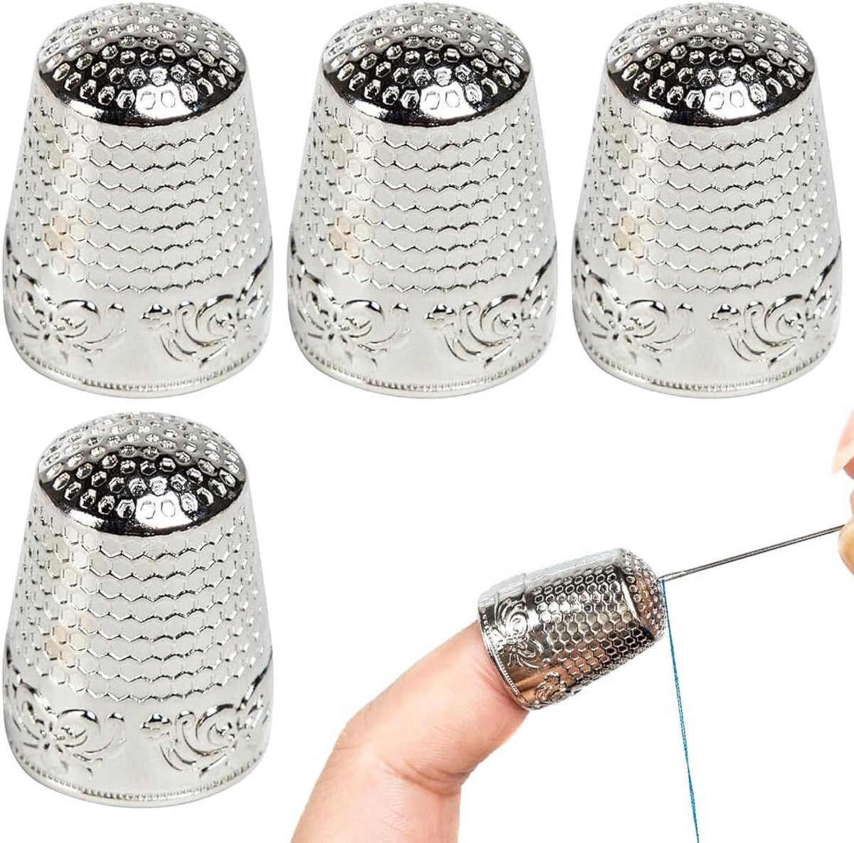 Thimble for sewing, 4 pieces, sturdy metal thimble, metal shield, thimble, sewn, metal, finger guard, metal finger - ShopVlot
