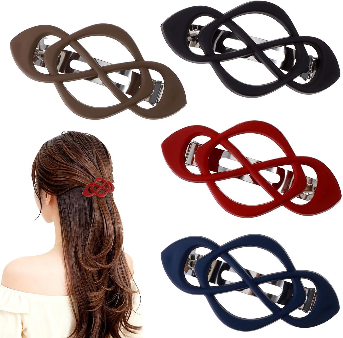 Xindojuz 4 Pcs Hair Clip Clips Vintage French Hair Clips for Women, Non-Slip Hair Clips for Thin Long Short Hair - ShopVlot