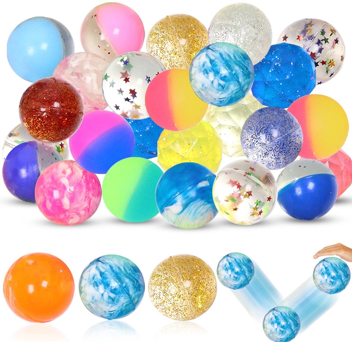 Solidchoice - Set van 24 Flummis voor Kinderen, Perfect voor Feestjes