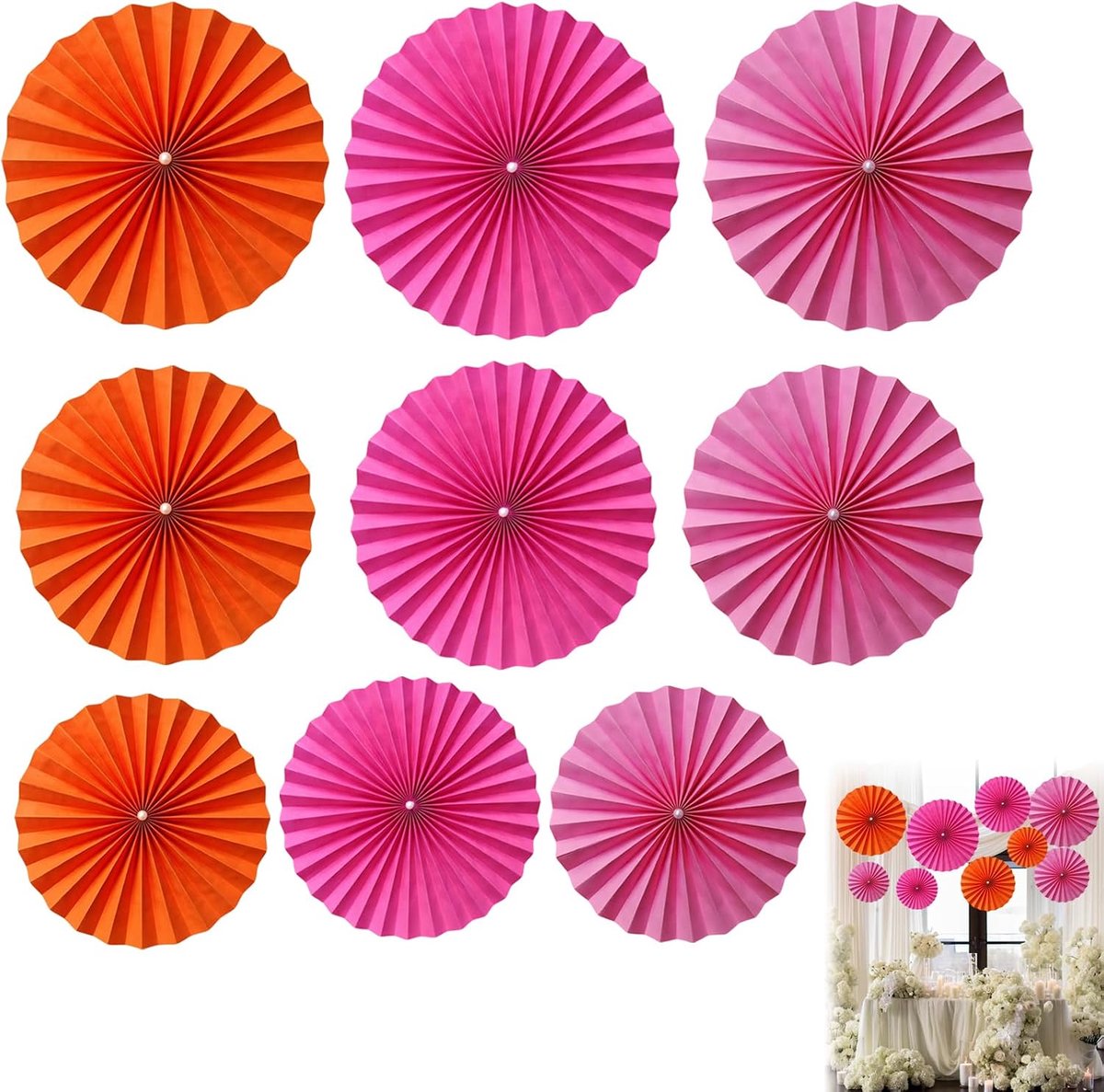 Papieren hangschijven 40/30/20 cm - pink-oranje - dik en vouwvast - ideaal voor verjaardagen - ShopVlot
