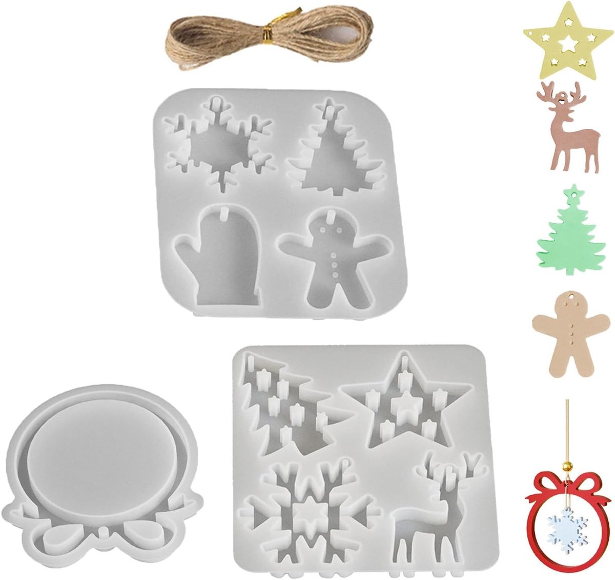 Siliconen Mallen voor Kerst – Set van 3 Mallen – Inclusief 5m Touw – Perfect voor DIY Kerstdecoraties - ShopVlot
