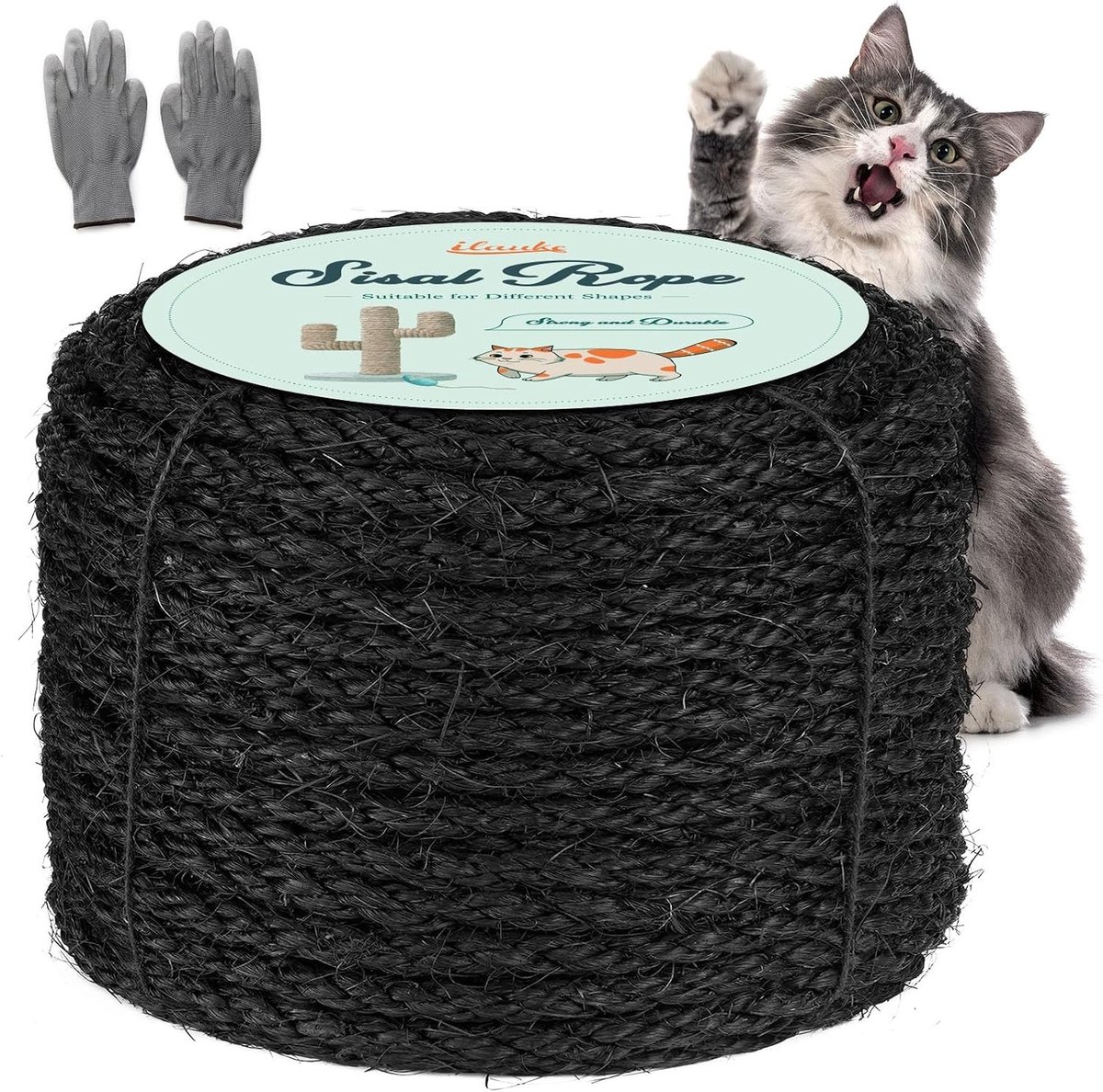 Sisal Touw voor Krabpaal - Zwart - 60 Meter - Natuurlijk Sisal - Voor Katten en Doe-Het-Zelf Projecten