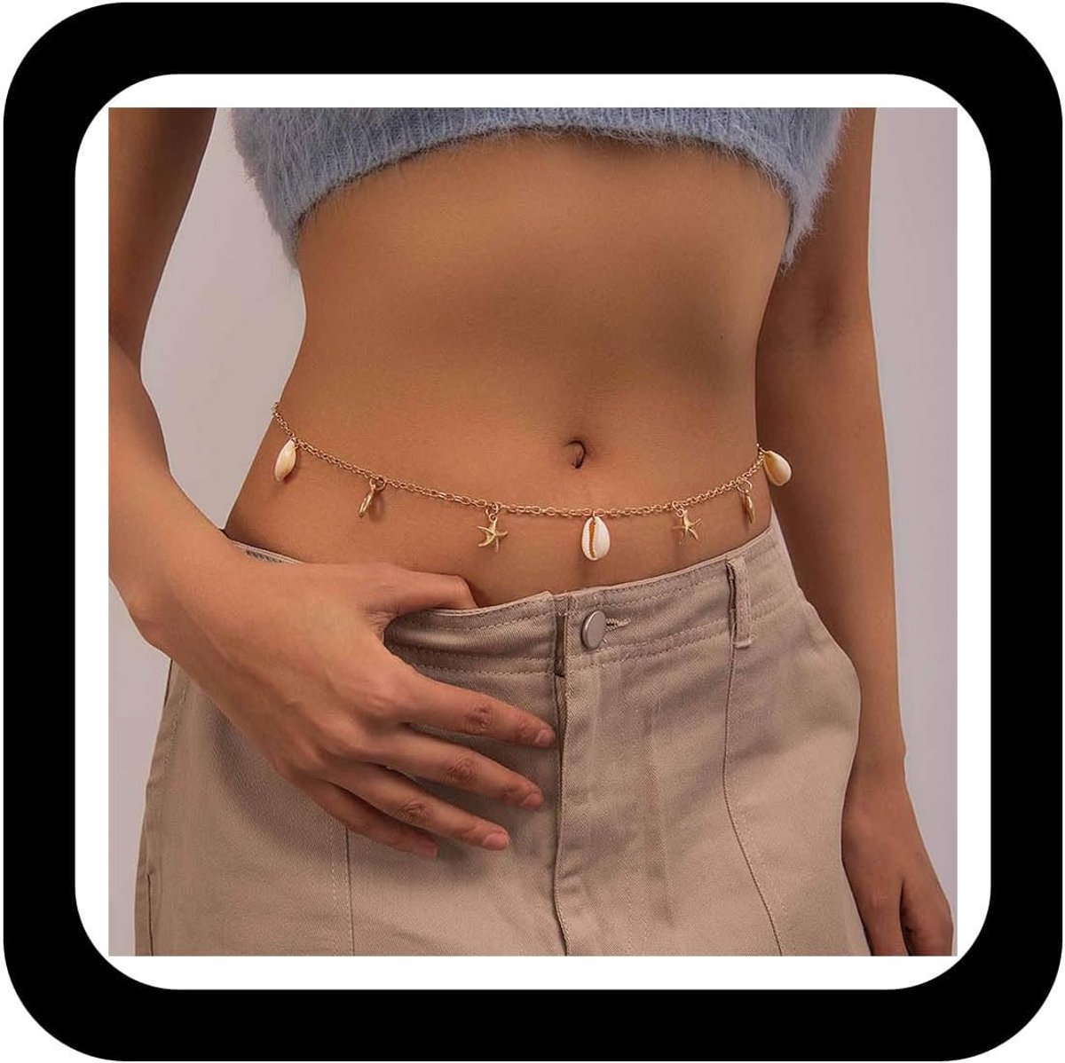 Belly chain goud - parel schelp design - zeester en schelp details - sexy strand accessoire - ShopVlot