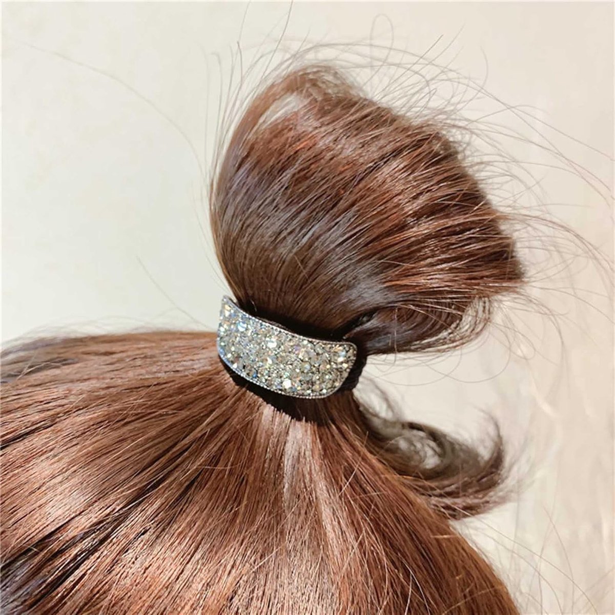 Ponytail houder zilver - geometrisch - met strass - luxe haaraccessoire voor vrouwen - ShopVlot