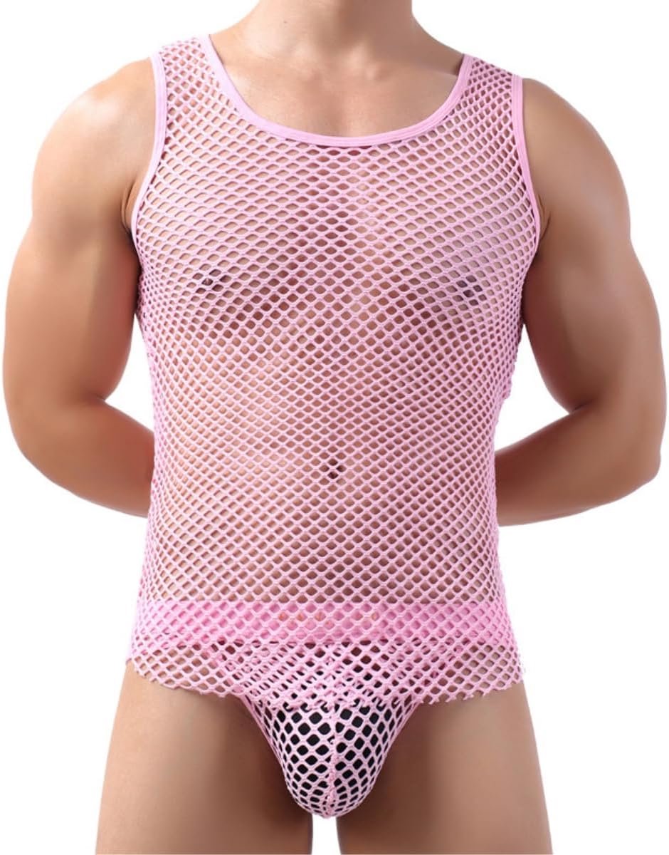 Heren Tanktop Slim Fit - Transparante Mesh - Mouwloos - Ideaal voor Training - ShopVlot