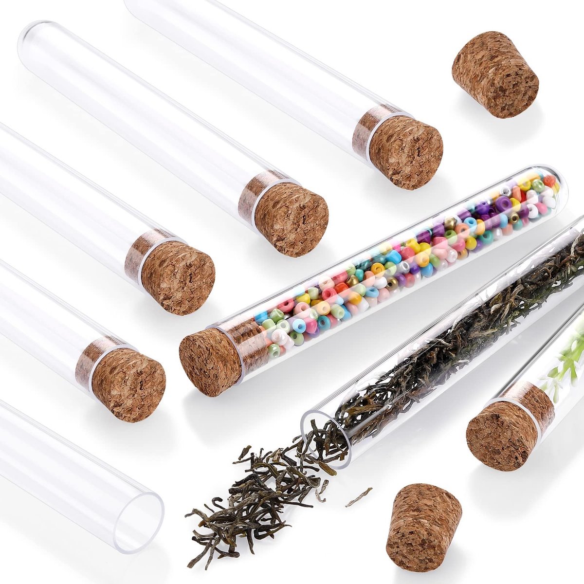 Solidchoice - Set van 8 Testbuizen met Kurken Stopper