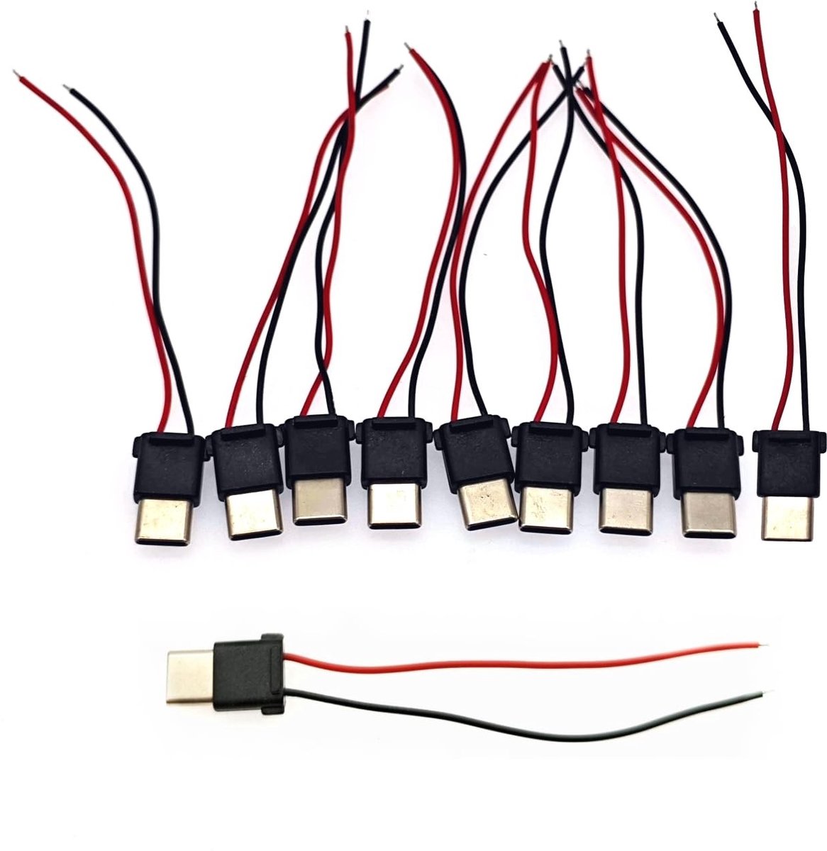 Solidchoice - Set van 10 USB-C Pigtail Kabels voor DIY Oplaadprojecten
