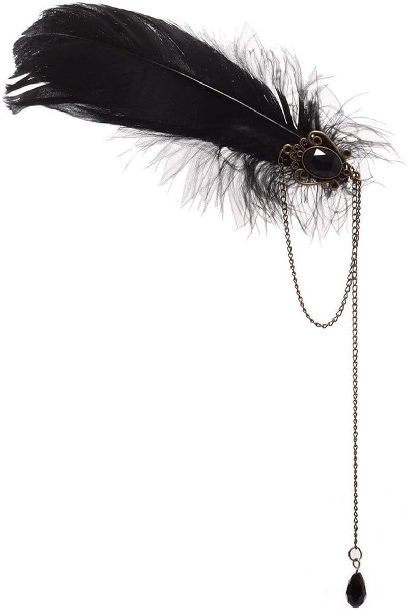 Haarclip Steampunk Veren - Zwart - Cosplay Accessoire - Uniek hoofddeksel - ShopVlot
