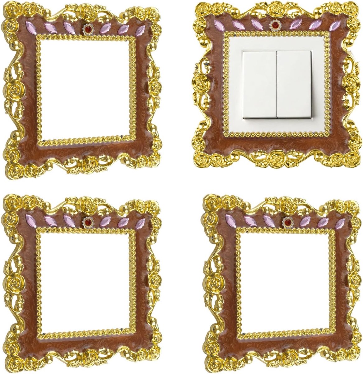Decoratieve lichtschakelaar cover 4 stuks - kunststof - rozenrand - stijlvolle bescherming - ShopVlot