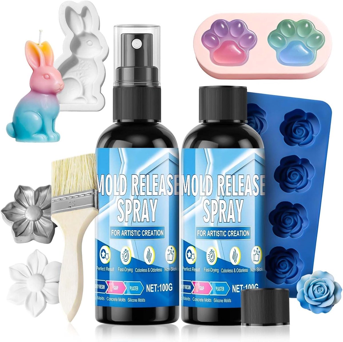 Scheidingsspray set 2 x 100 g - met kwast en sproeiopzetstuk - geurloos en sneldrogend - ShopVlot