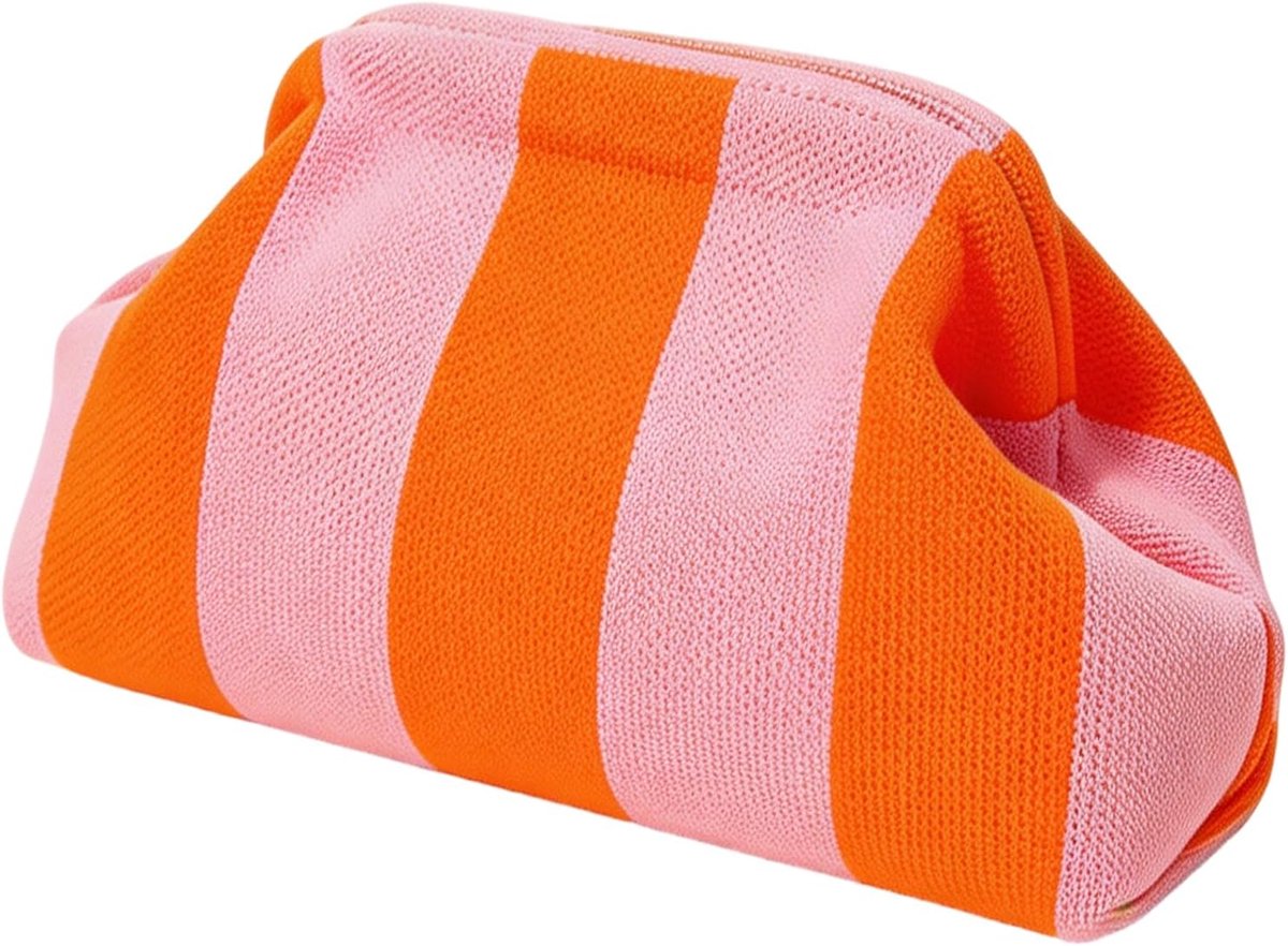 Gehaakte clutch voor dames - gebreid katoen - gestreept - ideaal voor stranduitjes - ShopVlot