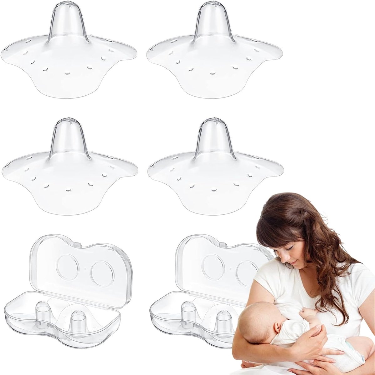 Nipple pads pack van 4 - zachte silicone - ergonomisch ontwerp - optimale bescherming tijdens borstvoeding - ShopVlot