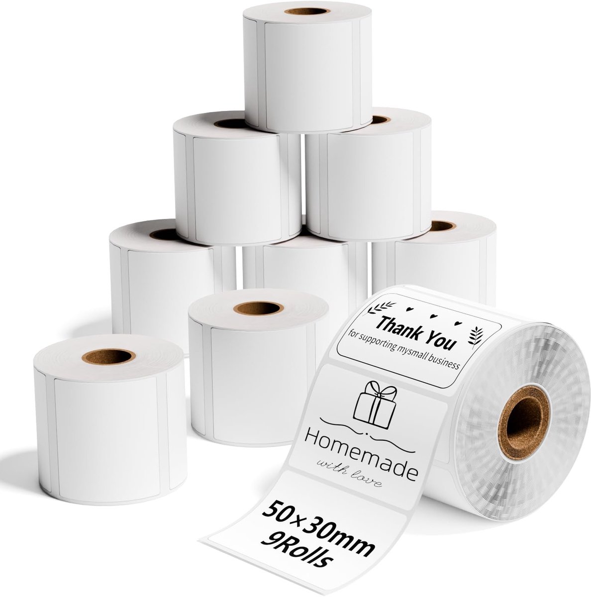 Solidchoice - 9 Rollen Zelfklevende Thermische Etiketten 50x30mm
