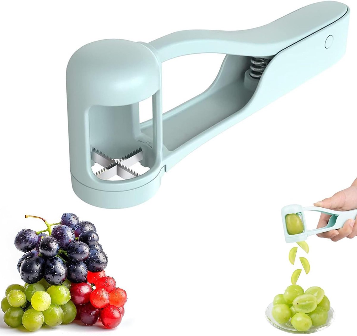 Grape slicer - roestvrij staal - voor groenten en fruit - veilig voor kinderen - ShopVlot