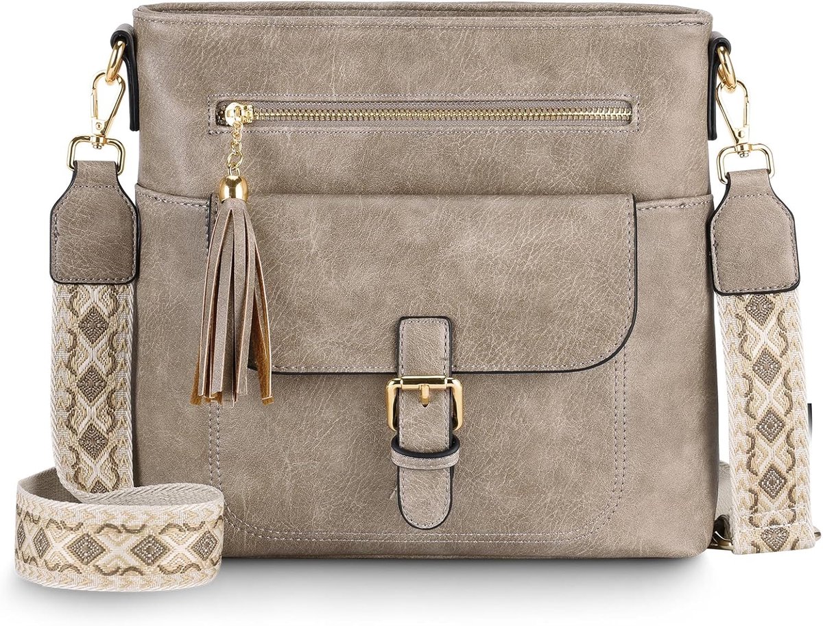 Crossbody tas dames - kleine schoudertas - vegan leer - met gitaarband voor dagelijks gebruik - ShopVlot