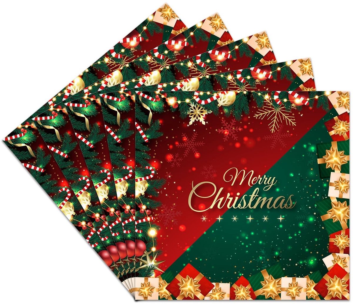 Solidchoice - 20 Stuks Kerstparty Papieren Servetten met Kerstmotief
