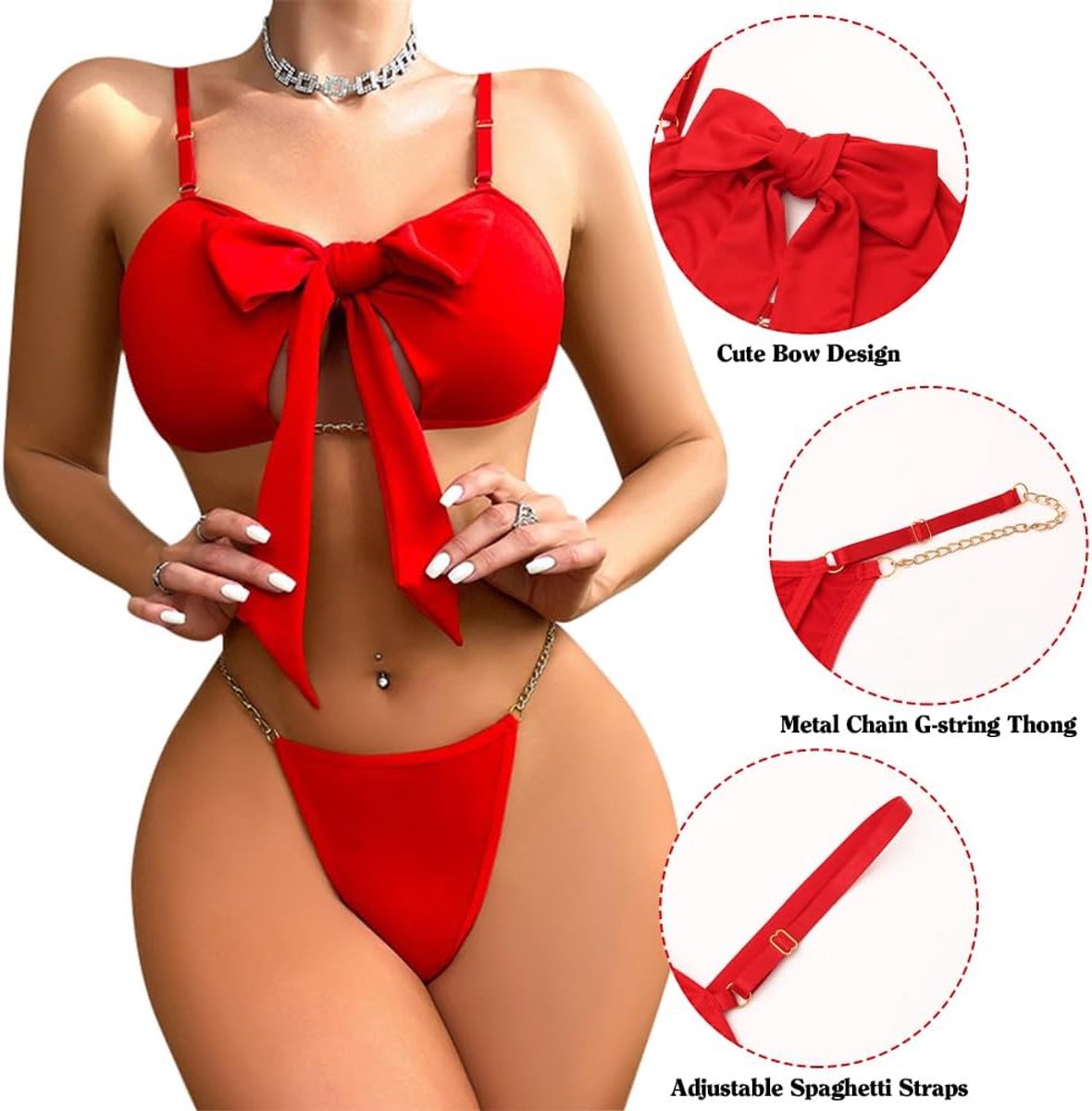 Lingerieset dames 2-delig - strik & jarretelgordel - verstelbaar - sexy uitstraling - ShopVlot