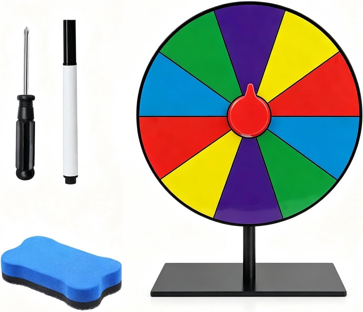 Gelukswiel 20 cm - draaibaar - 10 wisplaatsen - personaliseerbaar voor loterijspellen - ShopVlot