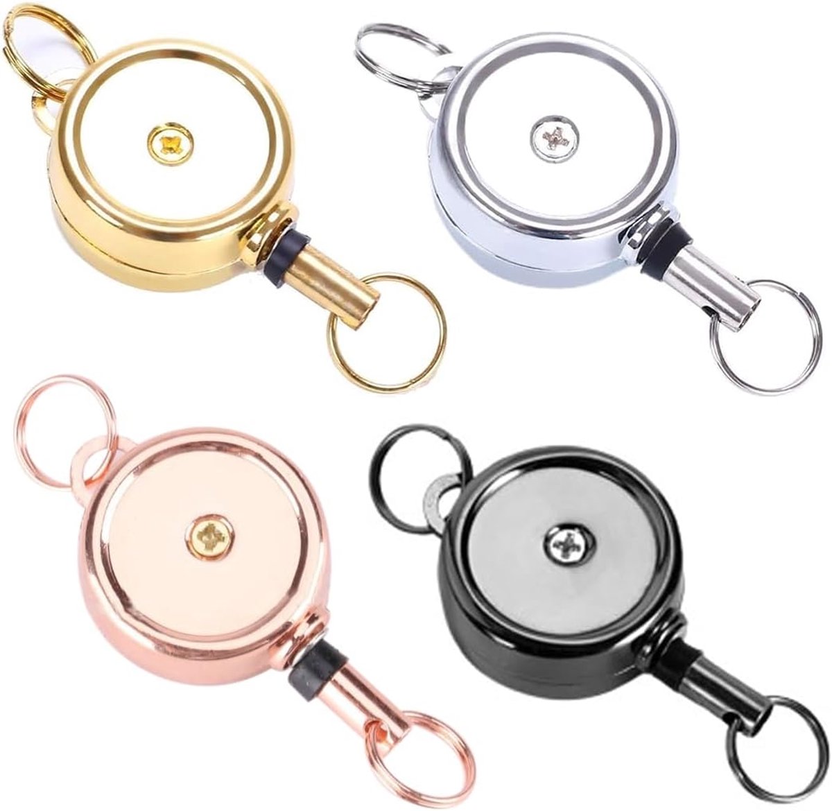 Sleutelhangers ID-kaarthouder - intrekbaar - 4 stuks - voor sleutelkaarten en ID-badge - ShopVlot