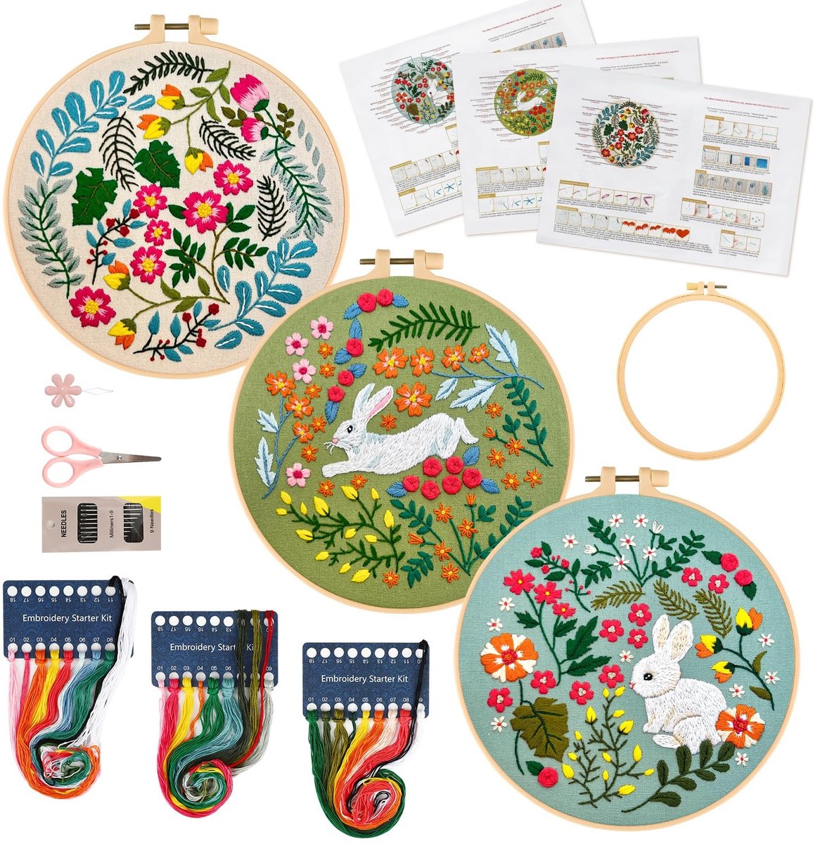 Solidchoice - Borduurset voor Beginners met Konijnenbloempatroon